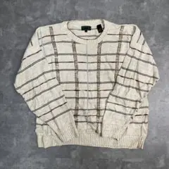 made in USA check cotton crew neck knit