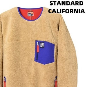 L【STANDARD CALIFORNIA SD CLASSIC PILE PULLOVER DLS L+2 BEIGE/BLUE スタンダードカリフォルニア クラッシック パイル プルオーバー】