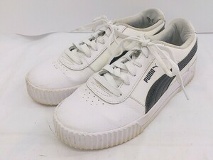 ◇ PUMA プーマ W CARINA PFS 371212-02 スニーカー シューズ サイズ 24.5cm ホワイト ブラック レディース メンズ P