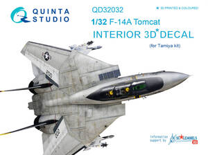 ◆◇Quinta Studio【QD32032】1/32 F-14Aトムキャット 内装3Dデカール(タミヤ用)◇◆　