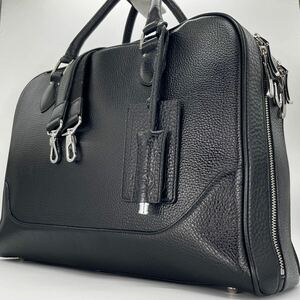 大容量/極美品 ペッレモルビダ PELLE MORBIDA メイデンボヤージュ ビジネスバッグ ブリーフケース 2way A4収納可 レザー シボ革 ブラック