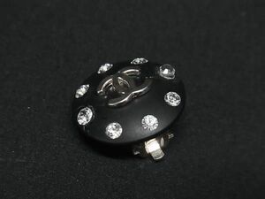 1円 ■美品■ CHANEL シャネル ココマーク 96 A 片耳のみ ラインストーン クリップ式 イヤリング アクセサリー ブラック系 AY4526