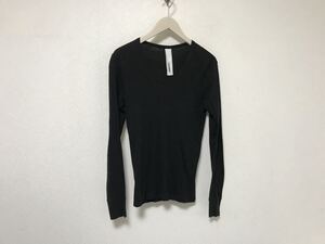 本物アタッチメントATTACHIMENTコットンUネック長袖TシャツロンTメンズサーフアメカジミリタリービジネススーツS黒ブラック1日本製