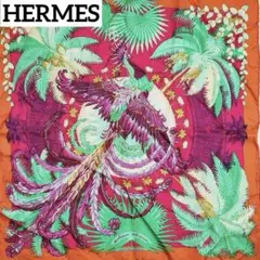 ★HERMES★ ミニスカーフ カレ40 不死鳥の神話 シルク オレンジ