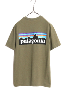 22年製 パタゴニア 両面 プリント 半袖 Tシャツ メンズ XS / Patagonia アウトドア フィッツロイ P6 ボックスロゴ バックプリント カーキ