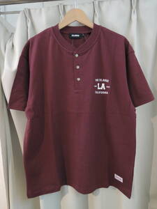  X-LARGE XLARGE エクストララージ COLLEGE LOGO HENLEY NECK S/S TEE ヘンリーネック バーガンディ Lサイズ 人気品 送料\230～