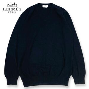 8 国内正規品 HERMES エルメス SUR MESURE 20AW カシミヤ100% ウール ニット セーター CASHMERE KNIT SWEATER ブラック イタリア製 メンズ 