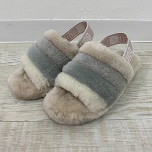 UGG Fluff Yeah Slide アグ フラッフ イヤー スライド レディース シープスキン ファー ロゴ バックストラップ マルチカラー サンダル 23㎝