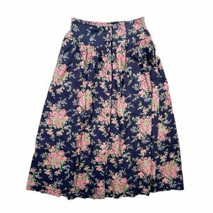 B182 ポルトガル製 LAURA ASHLEY ローラアシュレイ　花柄スカート　コットン×100% レディース　女性用