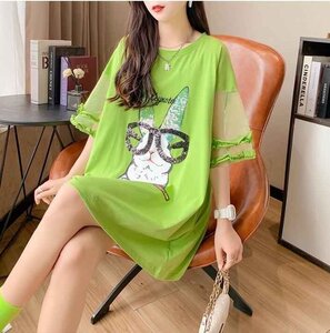 韓国風 女夏新しい 大きいサイズ半袖Tシャツ 気質ファッションTシャツ 学生Tシャツ L ブラック