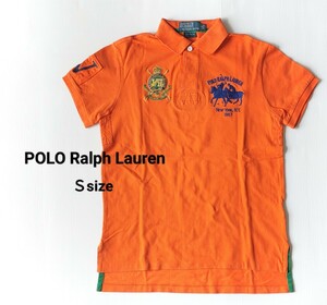 メンズS ◇ポロラルフローレンポロシャツビッグポニーPOLO Ralph 橙 刺繍 LAUREN美品 半袖 Polo