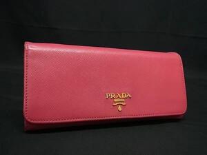 1円 PRADA プラダ サフィアーノレザー 二つ折り 長財布 ウォレット 小銭入れ 札入れ レディース ピンク系 FJ2047