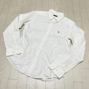 和408★ RALPH LAUREN ラルフローレン 長袖 ボタンシャツ ボタンダウン 13 ホワイト レディース