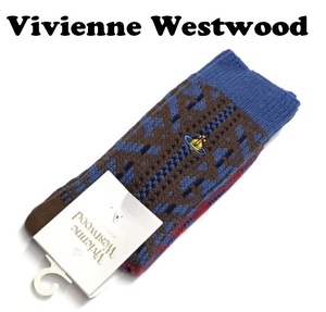 【Vivienne Westwood】(NO.2110）ヴィヴィアンウエストウッド ソックス　靴下　ブルー系　クルー丈　未使用　22.5-24.5cm