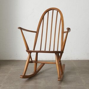 IZ83253F★ERCOL クエーカー ロッキングチェア 英国 ヴィンテージ 無垢材 ブナ エルム 木製 イギリス ビンテージ 安楽 揺り椅子 アーコール