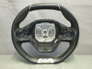 R4年 プジョー 208 GT P21 5BA-P21HN05 ステアリングホイール ハンドル エアバッグ欠品 レザー 黄緑ステッチ [ZNo:06001579]