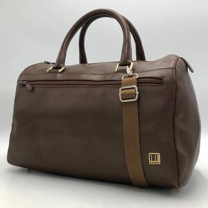 1円~[極美品] dunhill ダンヒル メンズ ビジネス 2way ボストンバッグ ショルダーバッグ 本革 オールレザー 斜め掛け 通勤 旅行 ゴルフ 茶