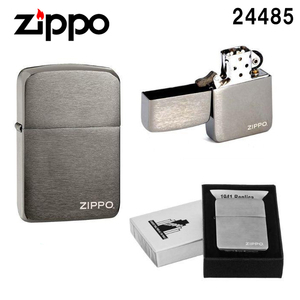 ジッポ ライター ZIPPO ジッポー 24485 ブラックアイス ロゴ 1941 復刻 ライター オイルライター レプリカ シルバー シンプル REPLICA