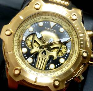 【新品】$1195 INVICTA インビクタ 高級腕時計 MARVEL BOLT ボルト PUNISHER パニッシャー ゴールド×ブラック 激レア 世界限定 4000個！