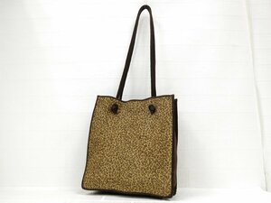 ◆超美品◆BOTTEGA VENETA ボッテガ ヴェネタ◆レオパード◆ハラコ スエード レザー 本革◆トート バッグ◆黒 茶色 ゴールド金具◆A8424