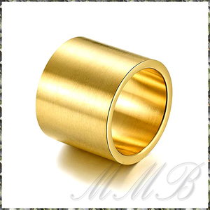 [RING] Gold Titanium Super Wide Hairline ゴールド ヘアライン加工 平打ちフラット 19mm スーパーワイド リング 29号 (22g) 【送料無料】