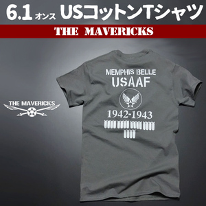 Tシャツ XS ミリタリー 半袖 メンズ 爆弾エアフォース メンフィスベル ロゴT THE MAVEVICKS ブランド チャコールグレー