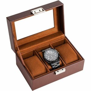 新品 ProCase 3本用・ブラウン プレゼント ディスプレイケース ックス ウオッチコレクシ PU製 腕時計ケース 290