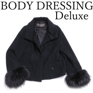 BODY DRESSING Deluxe FOXファーショートコート size36 ボディドレッシング デラックス ブラック フォックス