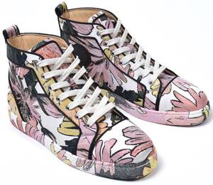 未使用 Christian Louboutin クリスチャンルブタン Fun Louis Floral ジャガード スニーカー 41.5 ハイカット