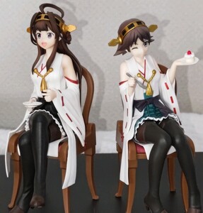 艦娘・金剛&比叡の2体セット☆艦これ・ 金剛型四姉妹ティーパーティーフィギュア(約13cm)☆ティーカップ、箱なし現状で