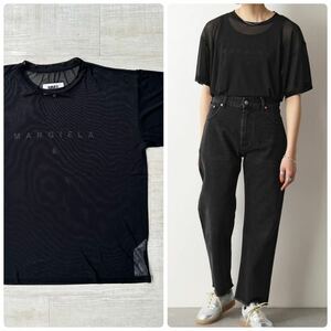 22ss 2022 良品 MM6 Maison Margiela エムエムシックス メゾン マルジェラ オーバーサイズ ロゴ シアー Tシャツ S52GC0228 BLACK サイズ XS