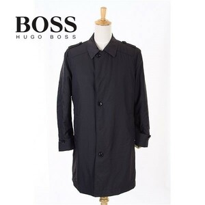 A5392/秋冬 HUGO BOSS ヒューゴボス ナイロン 裏キルティング 膝丈 スプリング ステンカラーコート 52 42R 灰色/メンズ スーツ用 ビジネス