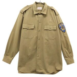 ポリスマンユニフォーム ワッペン 長袖 ミリタリーシャツ L カーキ Policeman UNIFORM コスプレ メンズ