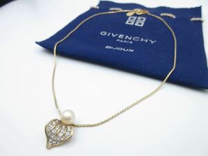 【美品】ジバンシー GIVENCHY ネックレス フェイクパール★ ストーン ヴィンテージ ジバンシイ メンズ レディース ストリート y-p22-2.9