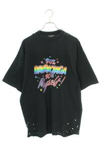 バレンシアガ BALENCIAGA 641675 TMVH3 サイズ:S ダメージ加工プリントTシャツ 中古 OM10