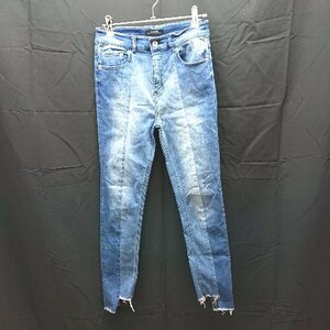 ◇ JEANASIS ジーナシス カットオフ タック デニムパンツ サイズS インディゴ レディース E