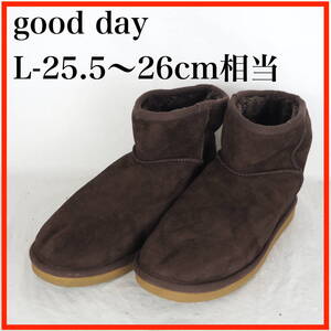 EB7464*未使用*good day*グッドデイ*ブーツ*L-25.5〜26cm相当*茶