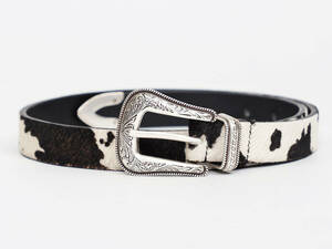 新品 W30 Wrangler HIAR ON HIDE WESTERN BELT COW ラングラー ハラコ ヘアオンハイド ウエスタンベルト 牛革