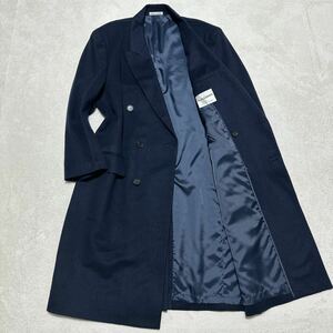 極上!シルキーカシミヤ SILKY CASHMERE モーダ・イタリアーナ カシミヤ100％ 最高級 ダブル チェスターコート ロング丈 ネイビー 濃紺 M