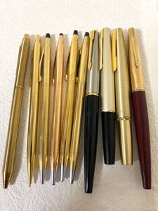 1スタ　 筆記用具まとめ　ペン先14k 万年筆　金張 ボールペン　 PARKER45★ CROSS★ PILOT★旺文社テイキン★CHROMATIC等