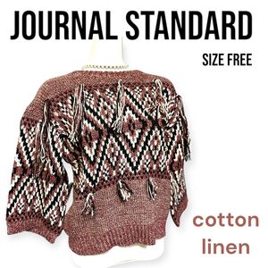 journal standard ニット 綿麻 コットンリネン タッセル 赤 ボルドー トレーナー セーター 編み