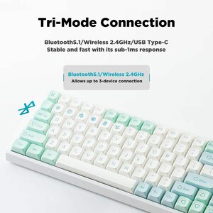 ☆3モード接続ホットスワップメカニカルキーボード ミントグリーン 新登場！ ユー