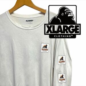 XLARGE エクストララージ ホワイト ロンT 長袖 Tシャツ サイドライン ロゴ size(L) 白色 トップス メンズ ファッション 古着 中古【5034】F