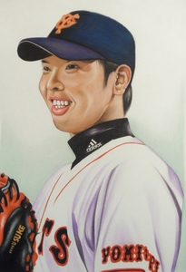 〇色鉛筆画・宅配８０サイズ・人物画 スポーツ選手 野球選手 (250×350) 絵画 阿部慎之助 ジャイアンツグッズ 