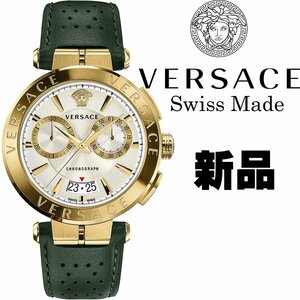 ヴェルサーチVERSACE 高級スイス製クロノグラフ 50m防水 激レア日本未発売 イタリアブランド本物 新品 未使用 メンズ 本革ベルト