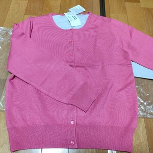 カーディガン ピンク L 前開き長袖 トップス カットソー Lサイズ レディース 服 タグ付 未使用 ニット ニットカーディガン 薄手