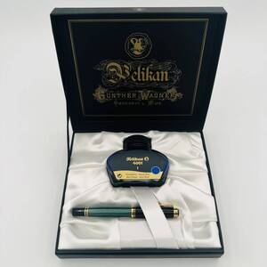 Pelikan ペリカン万年筆 スーベレーン M300 緑縞 インク吸入式　ボトルインク付