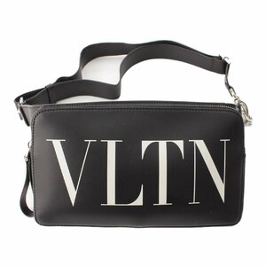 【ヴァレンティノ】Valentino　VLTNロゴ レザー スタッズ ウエストポーチ ショルダーバッグ ボディバッグ ブラック 【中古】204571