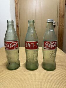 コカコーラ　1L 空き瓶 赤ラベル　3本セット　Coca-Cola ガラス瓶 空瓶