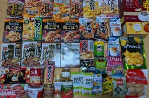 ③★ｖ★飲料/菓子/食品セット★詰め合わせまとめて/大量4２個/スナック/缶詰/インスタント/スナック/チョコ/珈琲/カレー/ジャム/調味料